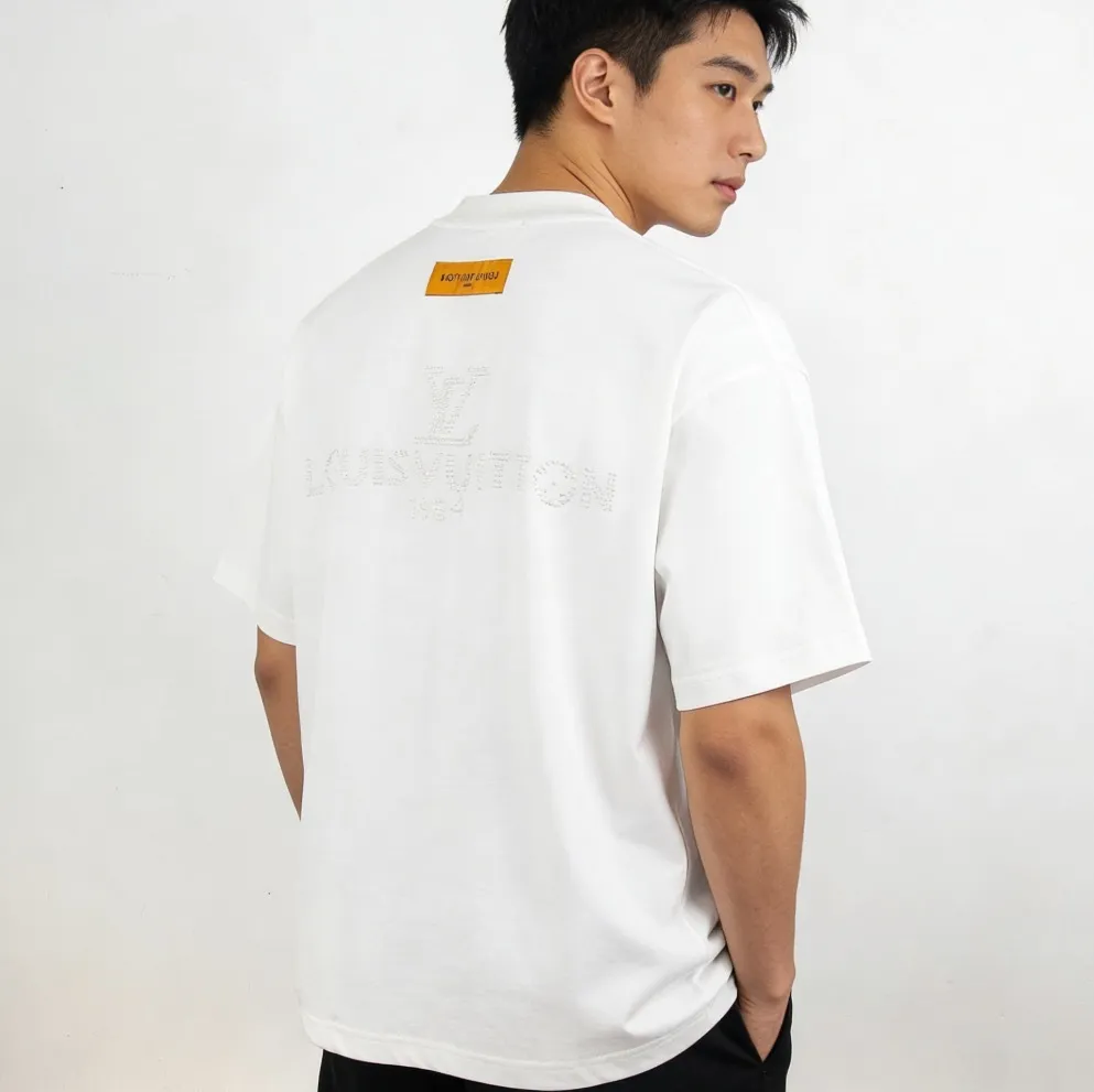 Louis Vuitton/Louis Vuitton 26ss pearl letter print short sleeves